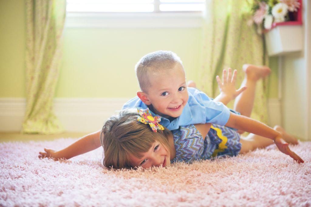 Two small children playing