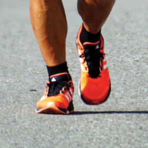 close up of runner shoes